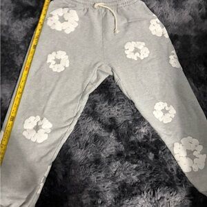 Men's Gray Sweatpants with White Floral Design